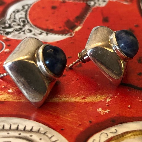 Silpada Sterling Silver Blue Sodalite Earrings on Posts P0522 - Picture 13 of 16
